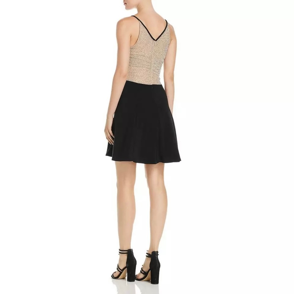 Avery G Beaded Mesh Back fit and flare Dress Aug sale